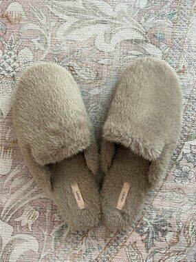 Eberjey Plush Mule Slippers in Taupe